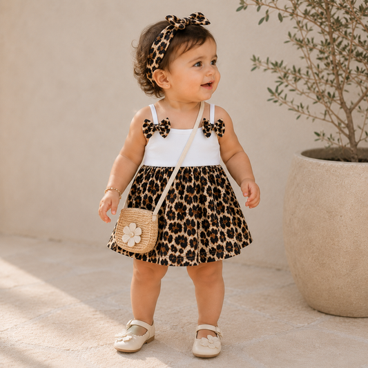 Vestitino Bambina Maculato Fiocco Chic