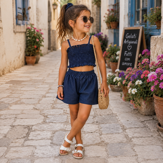Completo Bambina Denim Chic Blu