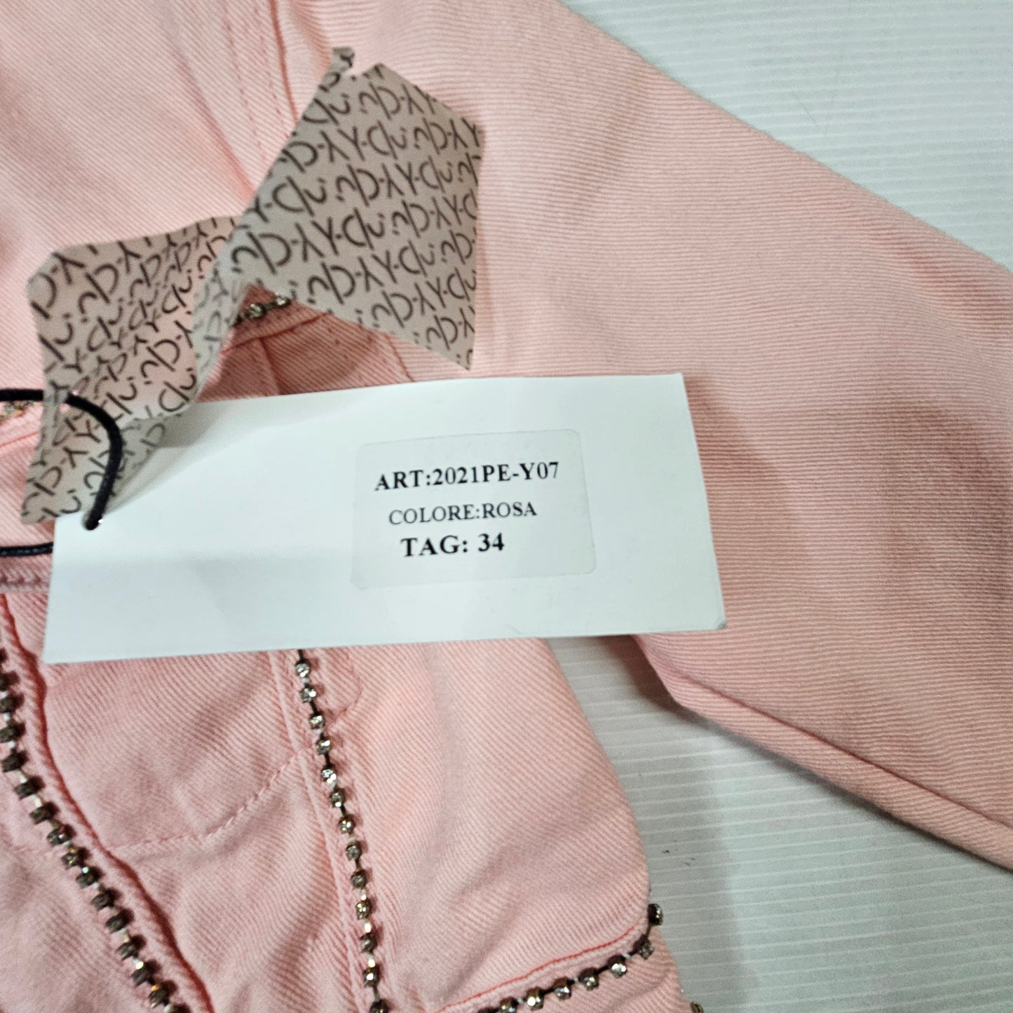 Giubbino bambina rosa con strass e bottoni – YCLÙ