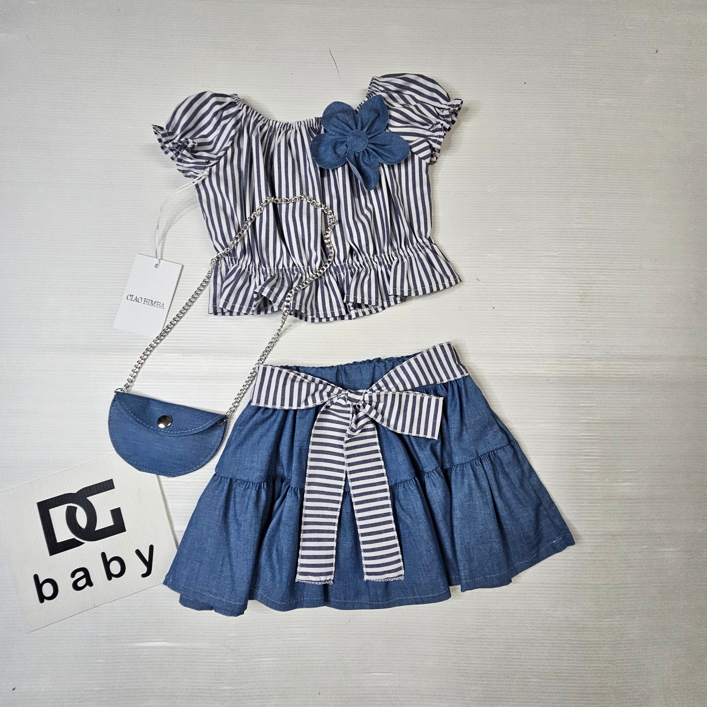 Completo baby  Chic Denim Girl con Borsetta