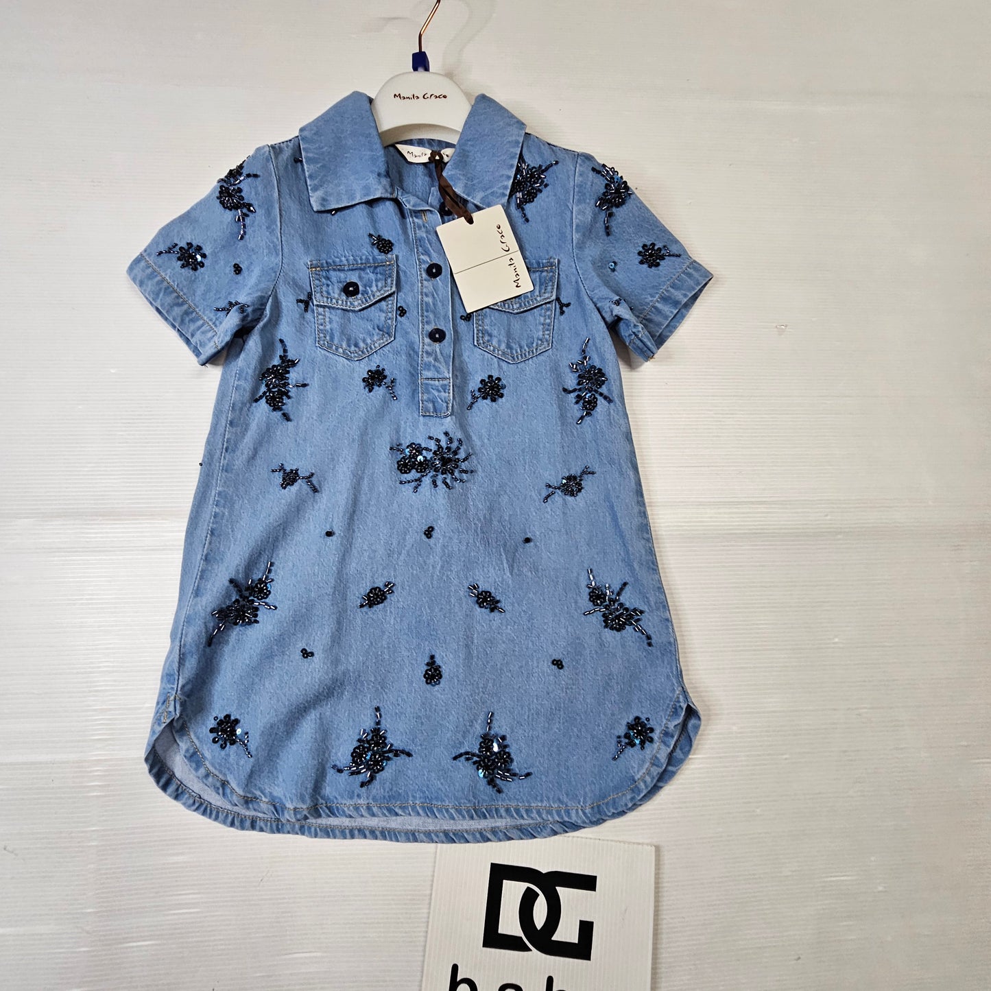 Vestito bimba Manila Grace MB3410AS26 denim ricamato