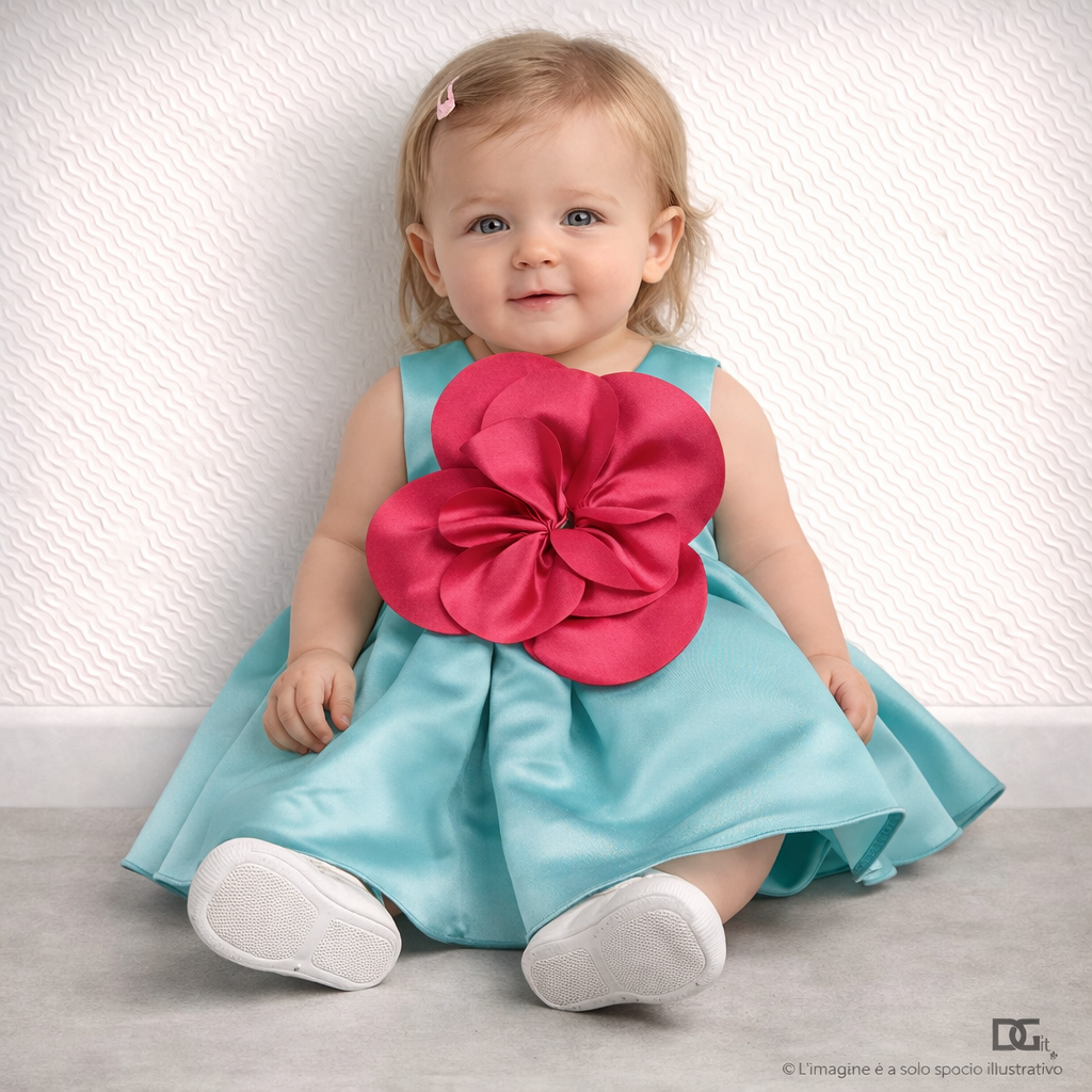 🌺 Abito Cerimonia Bimba Ciao Bimba con Fiore Maxi
