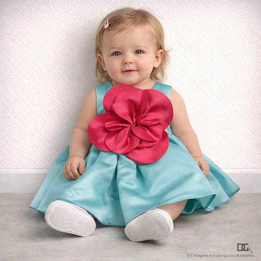 🌺 Abito Cerimonia Bimba Ciao Bimba con Fiore Maxi