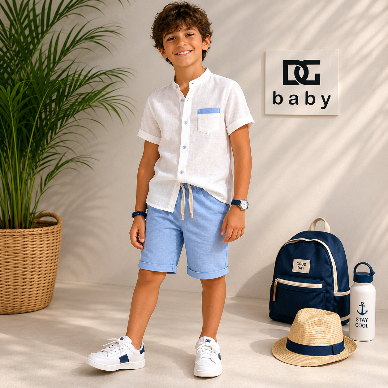 Completo Bambino/Ragazzo Camicia e Bermuda in Lino