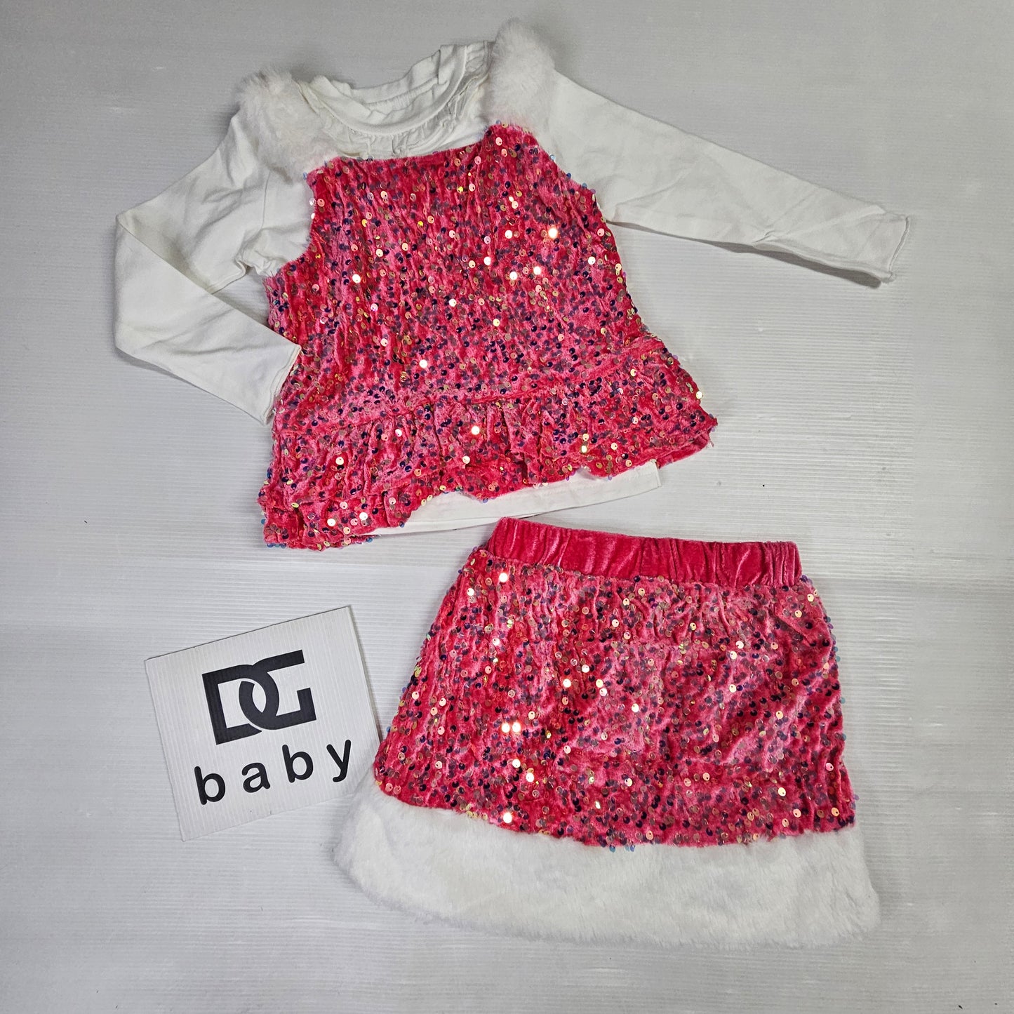 💗 Completo Paillettes & Peluche Rosa 💗