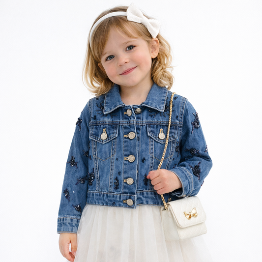 Giubbino bimba Manila Grace MB3416CS26 denim ricamato