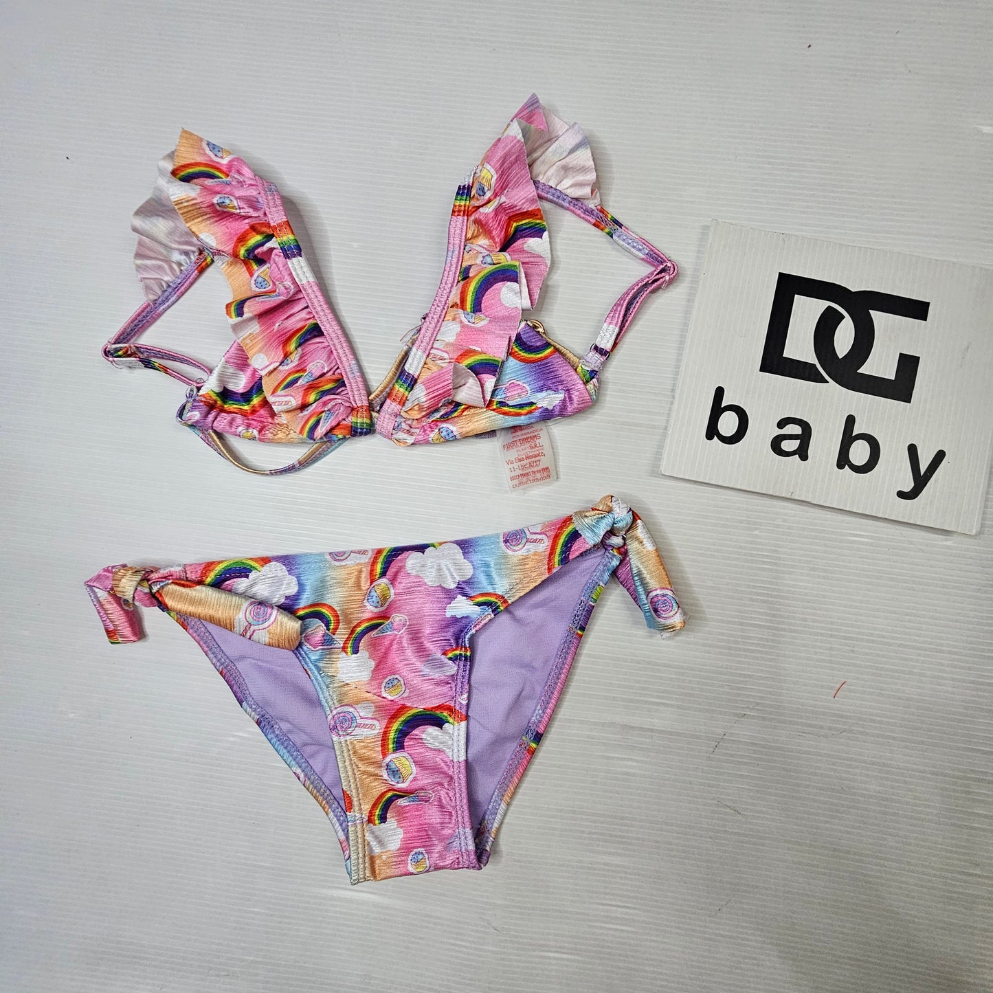 Costume Bikini Bambina Arcobaleno Volant