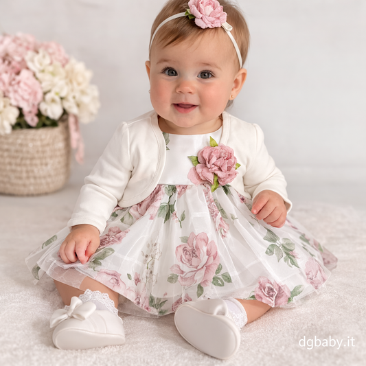 🌸 Abito Cerimonia Bimba 1000 con Coprispalle