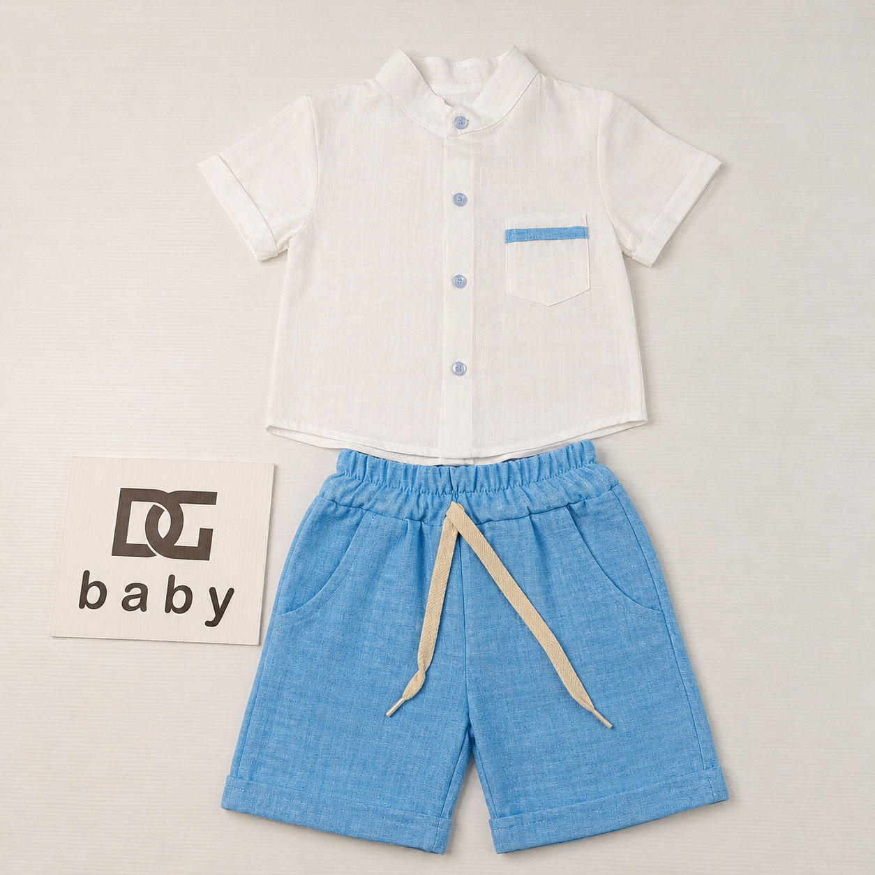 Completo Neonato Cielo Chic Camicia e Bermuda