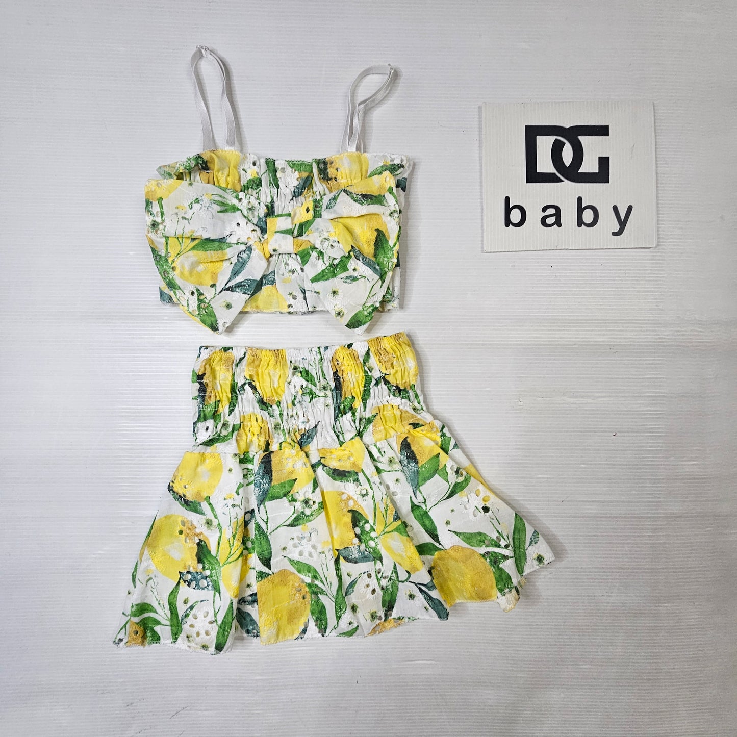 Completo Bambina Limone d’Estate con Top e Gonna