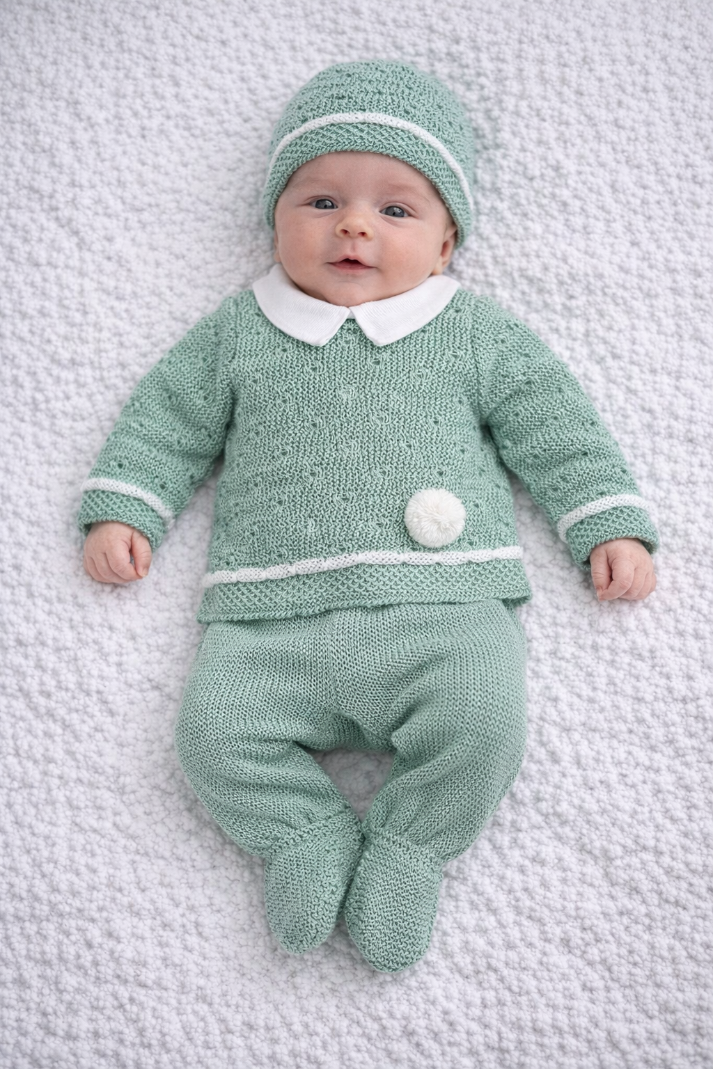 Completo Prima Nascita in Filo BOY – 3 Pezzi 🍼💙