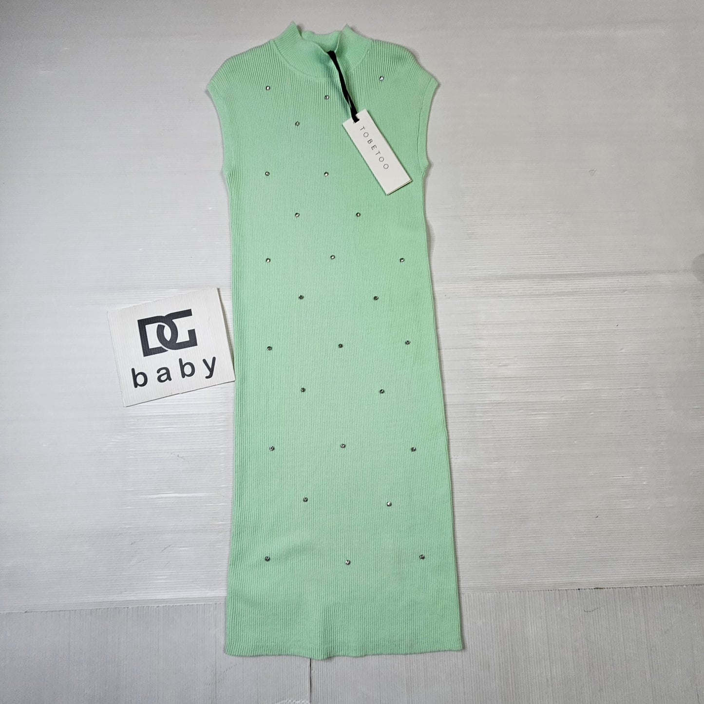 Vestito bambina verde menta con strass – TOBETOO