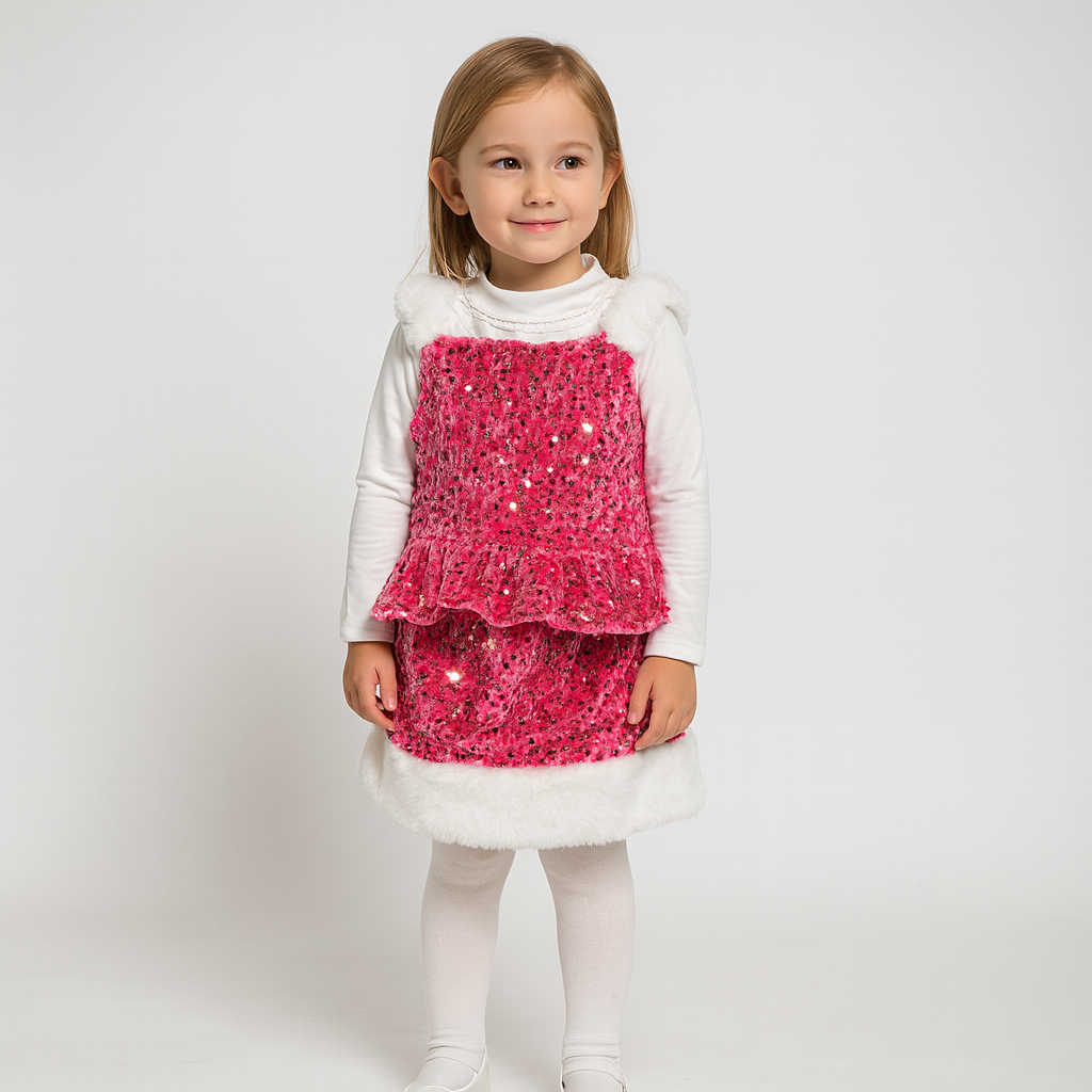 💗 Completo Paillettes & Peluche Rosa 💗