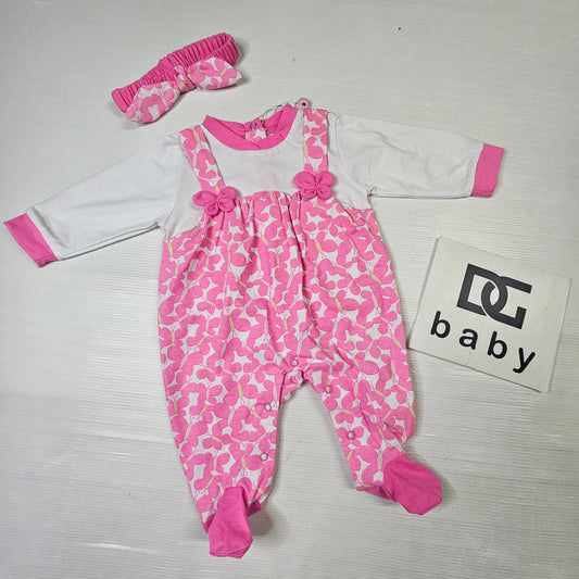 🎀 Tutina neonata con fascia abbinata – FC8559 👶💗