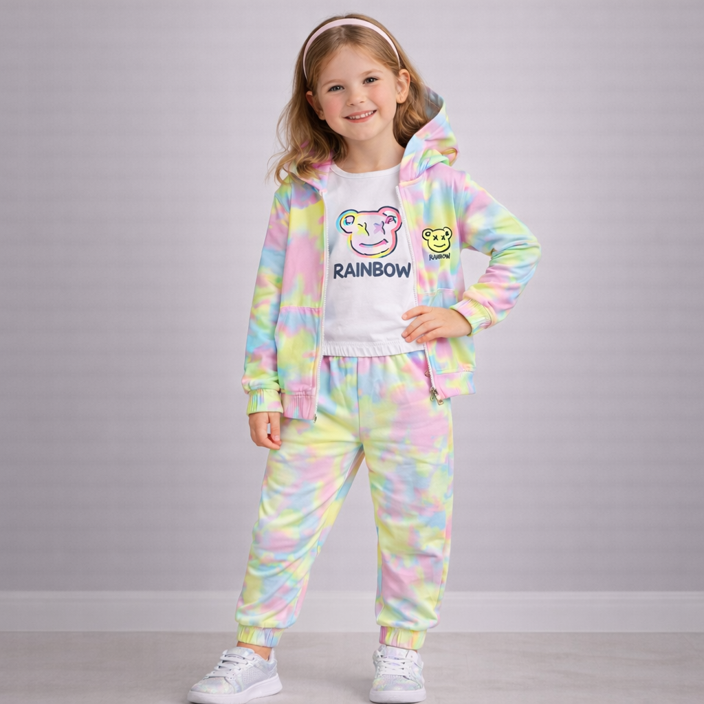 Completo 3 Pezzi Bambina “Rainbow Bear” 🌈🐻