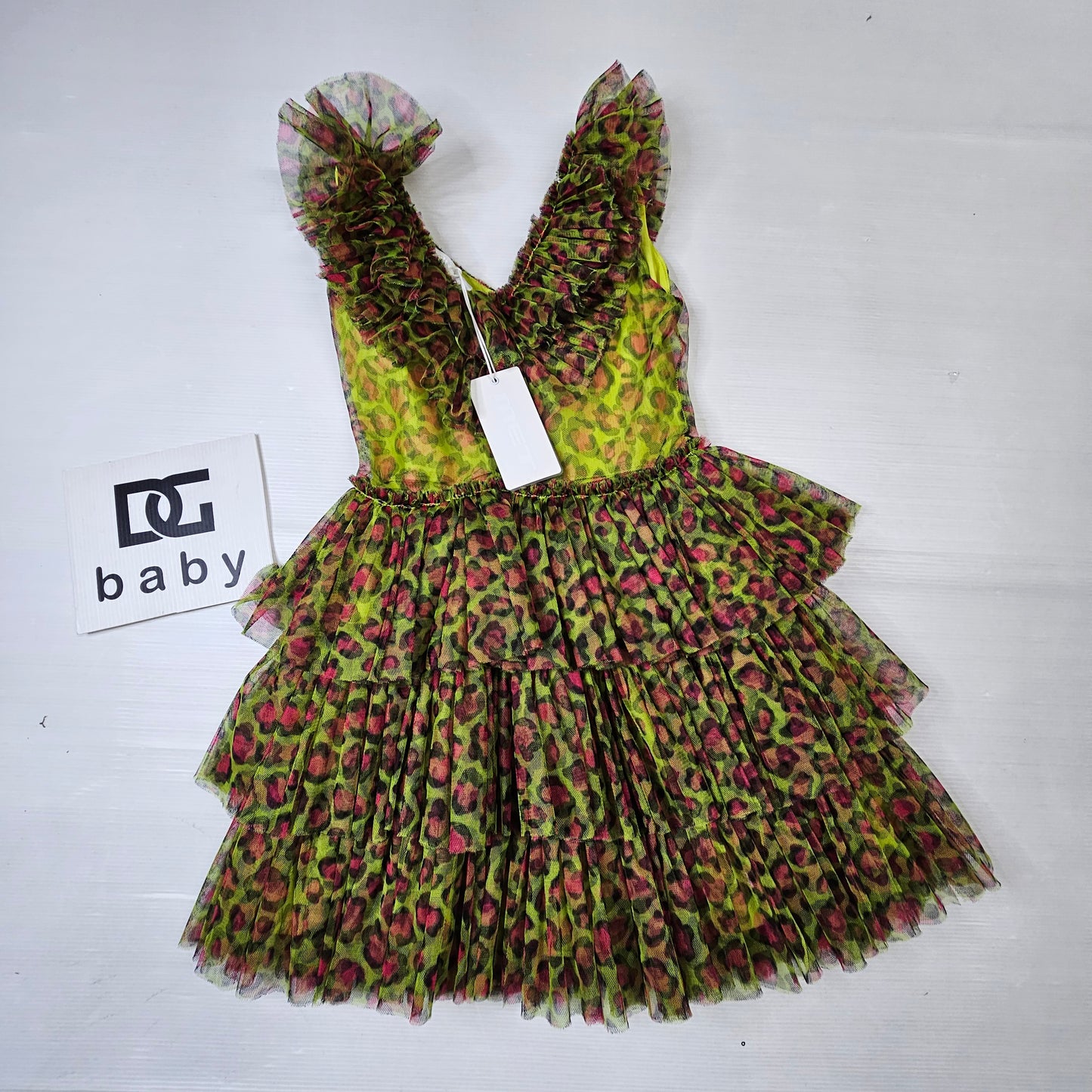 Vestito bimba MET ME502 tulle fantasia maculata fluo