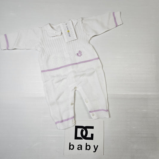 Tutina Neonata in Filo Bianco e Lilla – Cod. 266TF