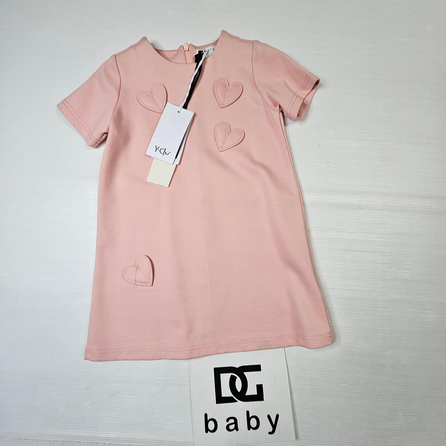 Vestito bambina rosa con cuori applicati – TOO BE TOO