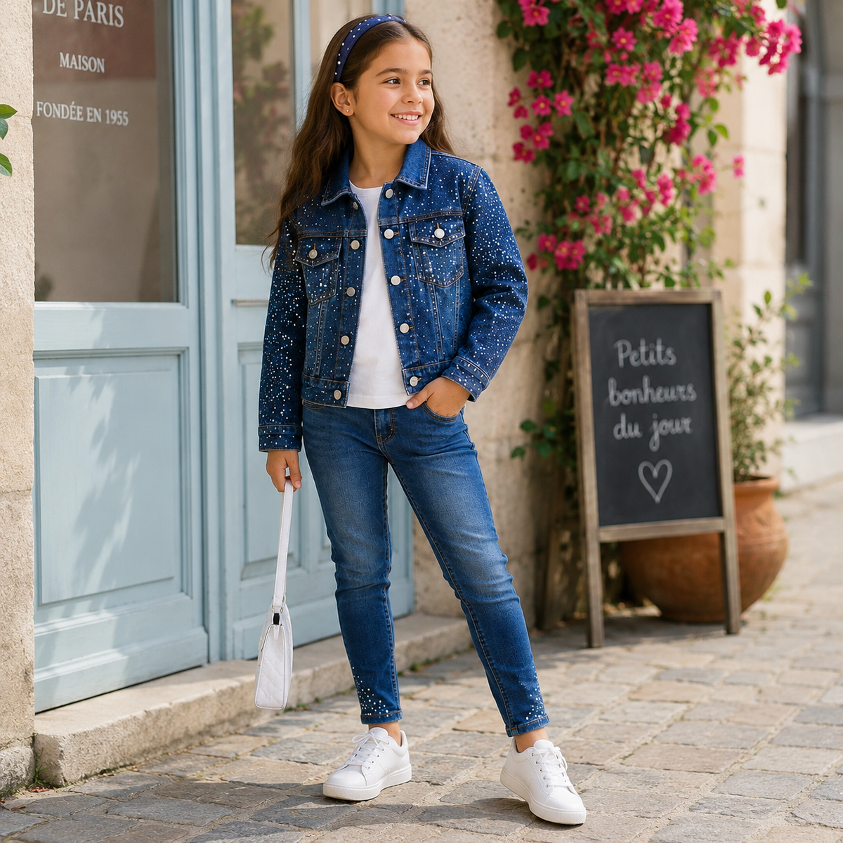 Giubbino Jeans Bambina Crystal Shine