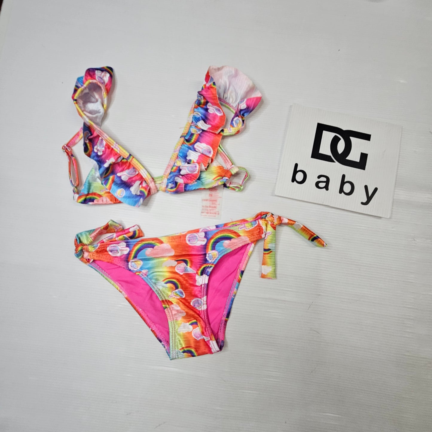 Costume Bikini Bambina Arcobaleno Volant
