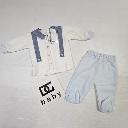 🧸 Completo ciniglia “Bretelle Latte Cielo” – Art. 39076