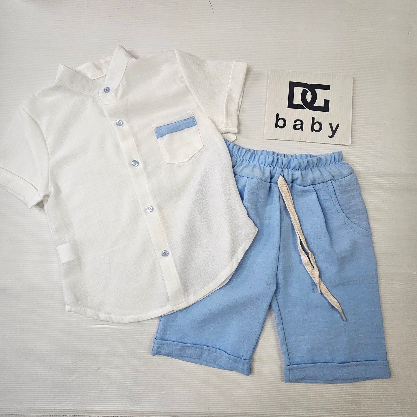 Completo Bambino/Ragazzo Camicia e Bermuda in Lino