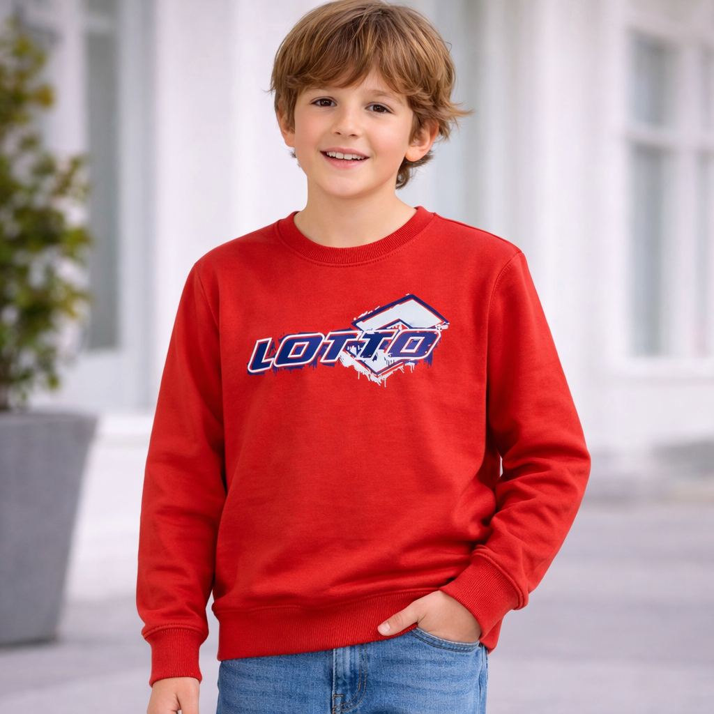 Felpa bambino rossa streetwear con logo frontale – LOTTO