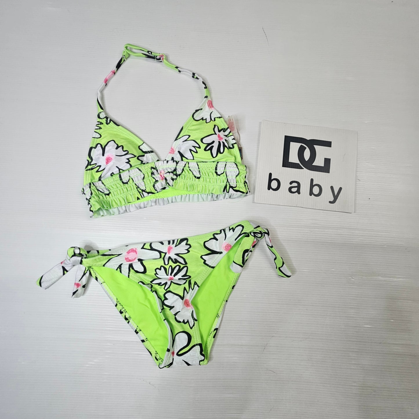 Costume Bikini Bambina Floreale Neon