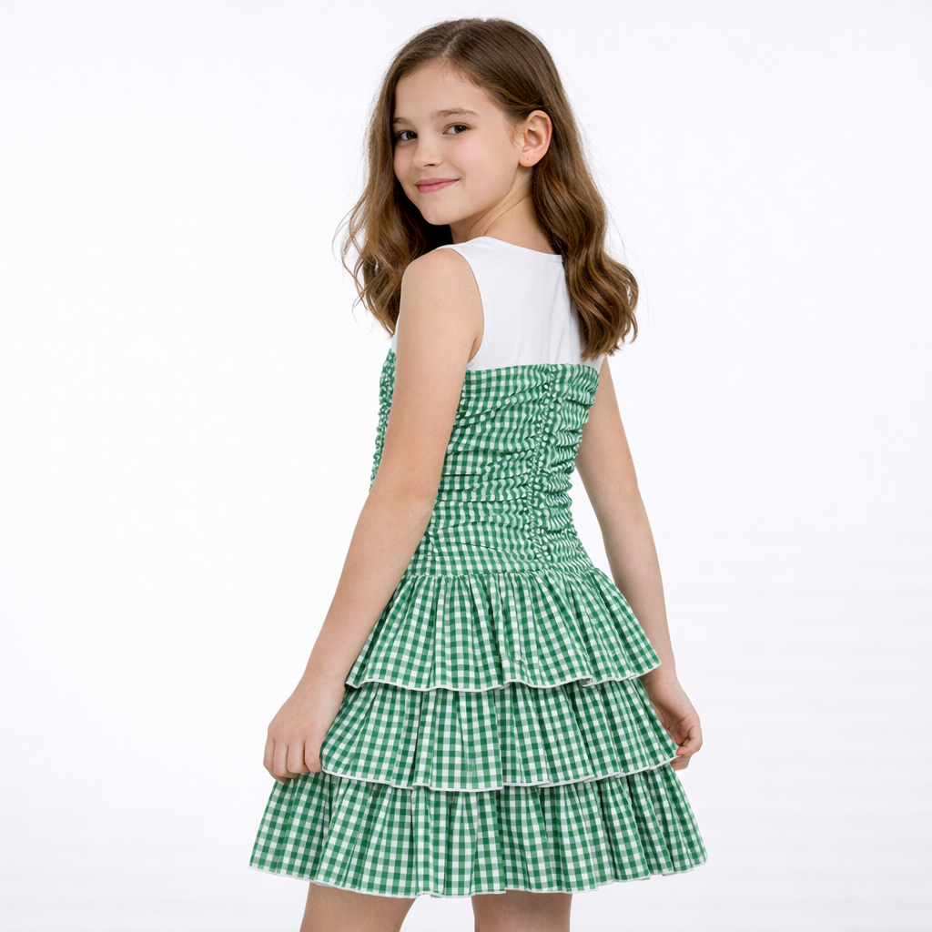 Vestito bambina Manila Grace “Vichy Romantic” con balze M20337