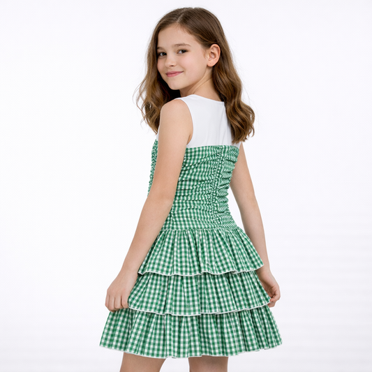 Vestito bambina Manila Grace “Vichy Romantic” con balze M20337