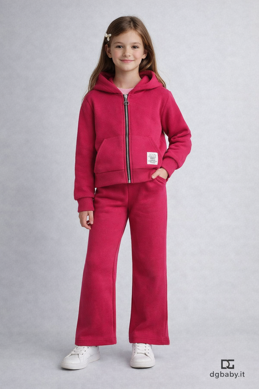 Completo “Zip & Comfort” felpa con cappuccio + pantalone svasato