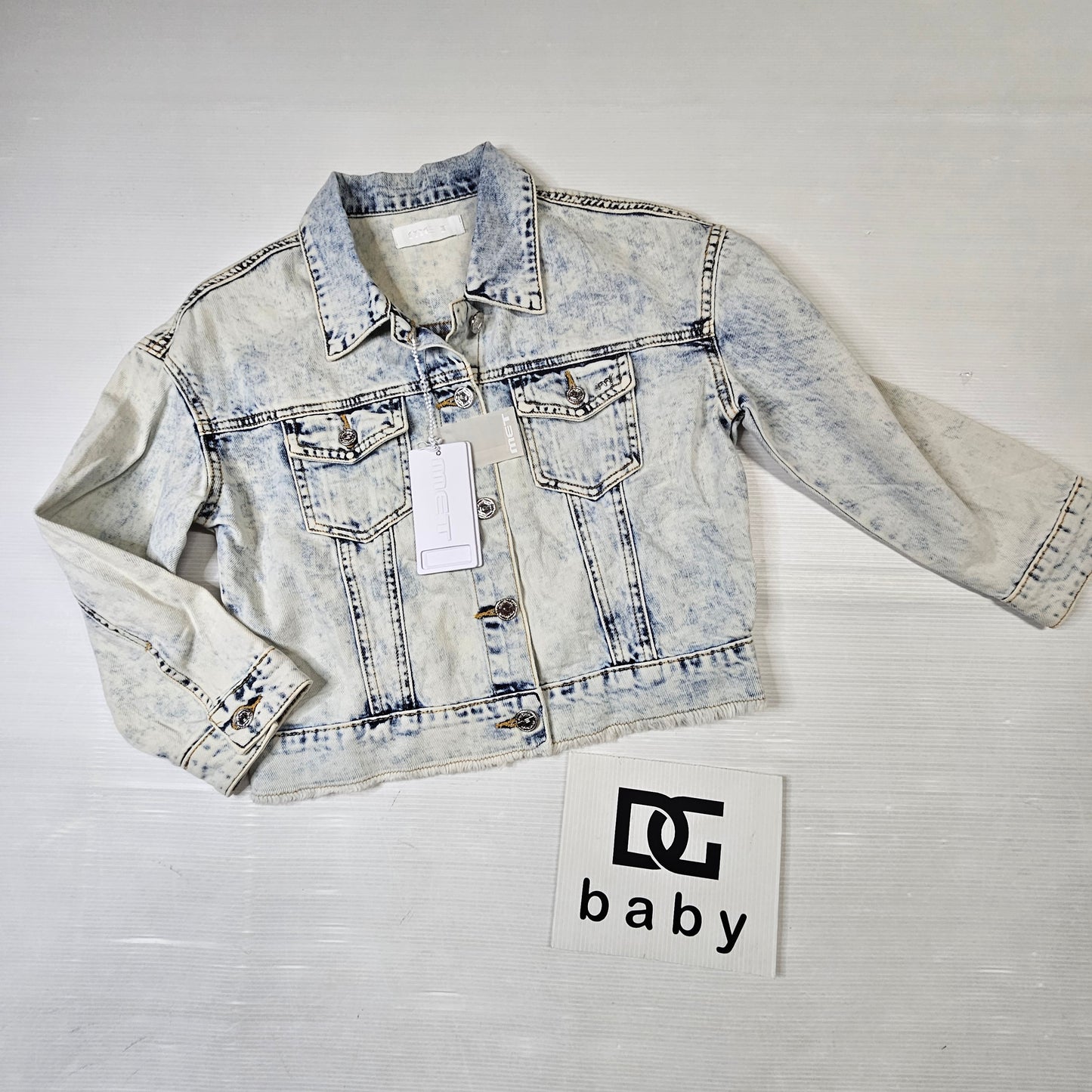 Giubbino bambina denim chiaro effetto slavato – MET