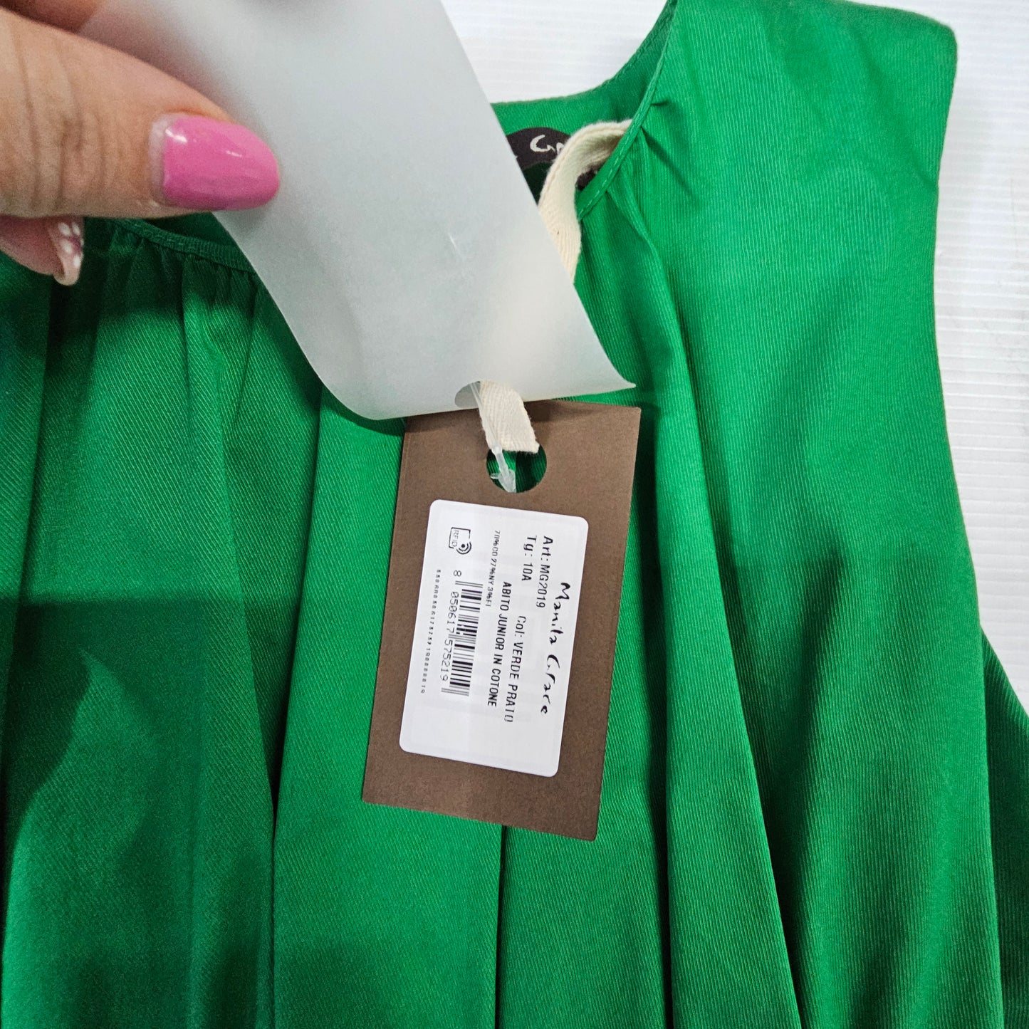 Vestito bambina Manila Grace “Green Elegance” con balze M2019