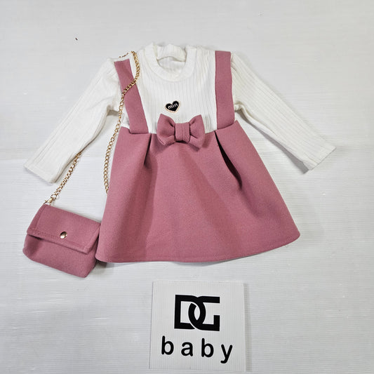 ✨ Vestitino Finta Salopette Rosa + Borsetta