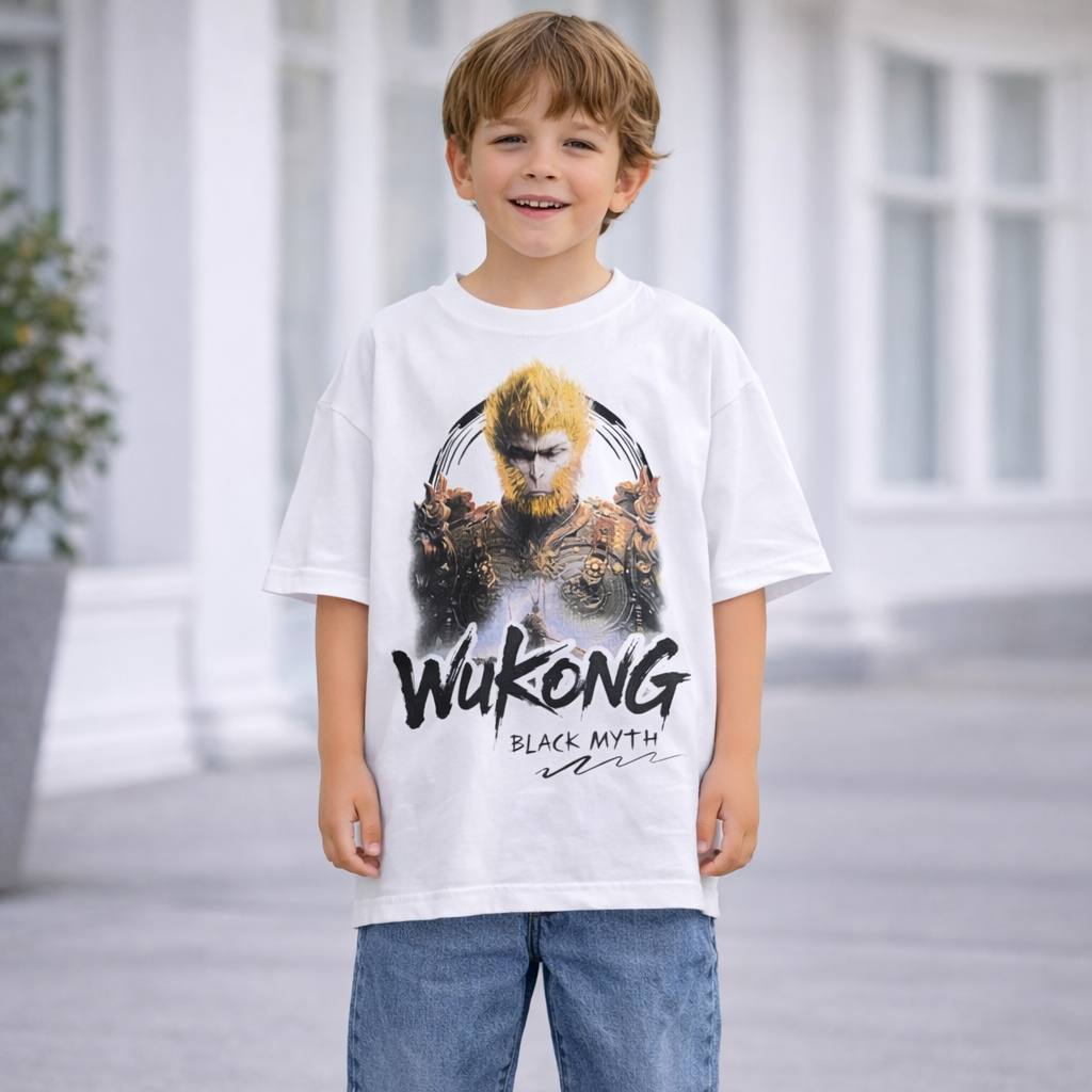 T-shirt bambino “Wukong Street” vestibilità ampia stampa grafica