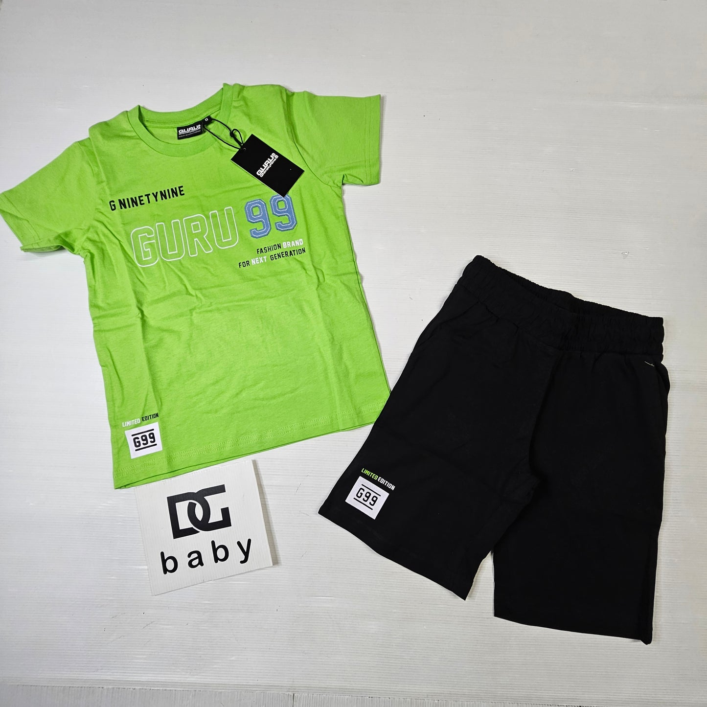 Completo bimbo Guru G99 72B6K0026T t-shirt verde + bermuda