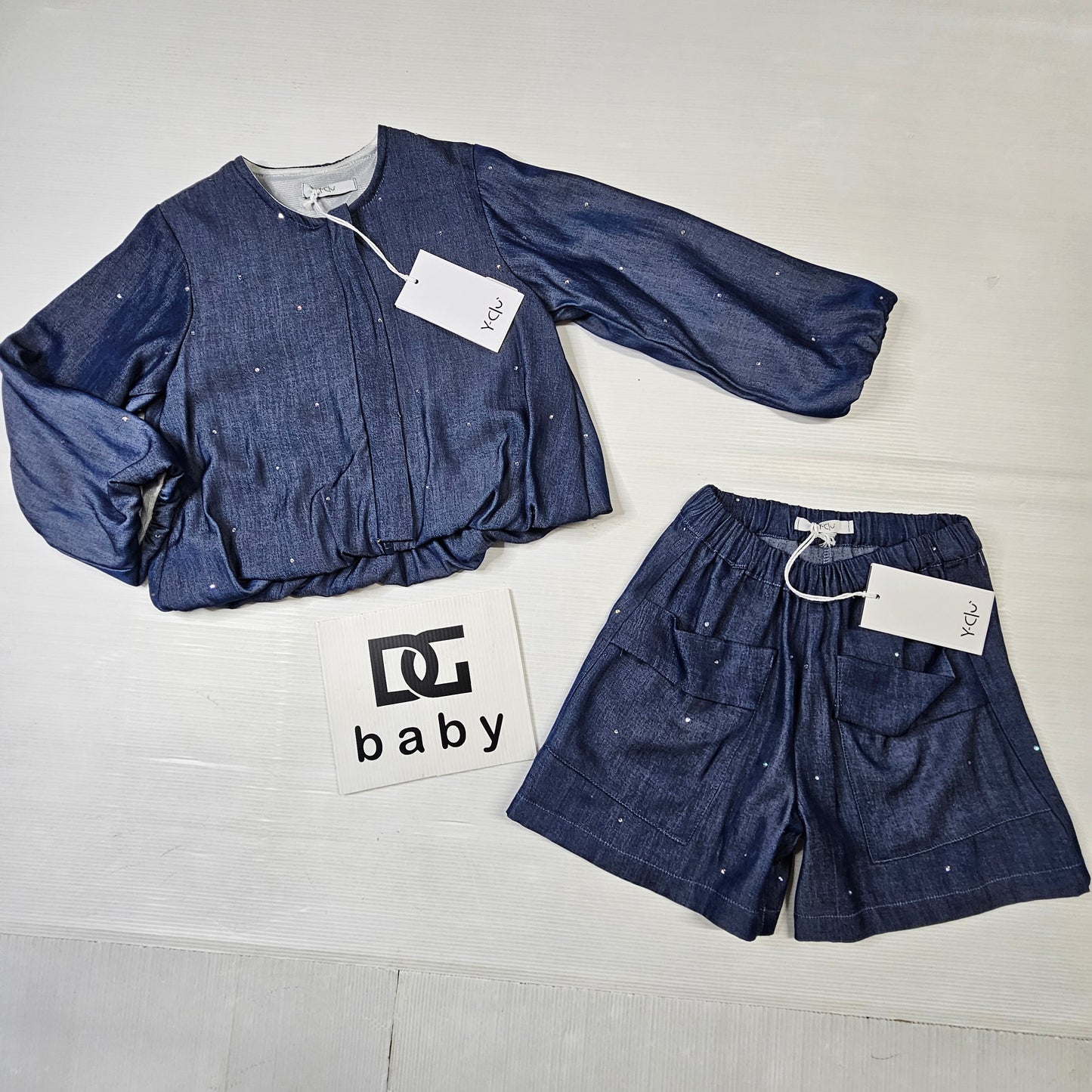 Completo bambina denim con giubbino e shorts – YCLU