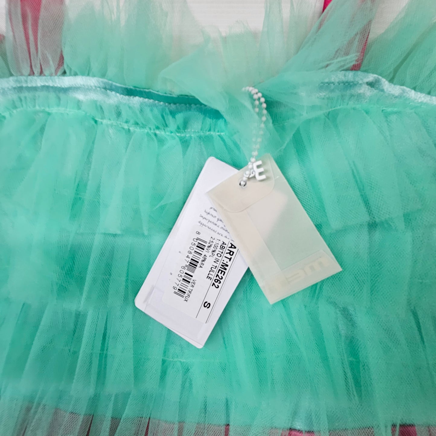 Vestito bimba MET 262 tulle rosa balze