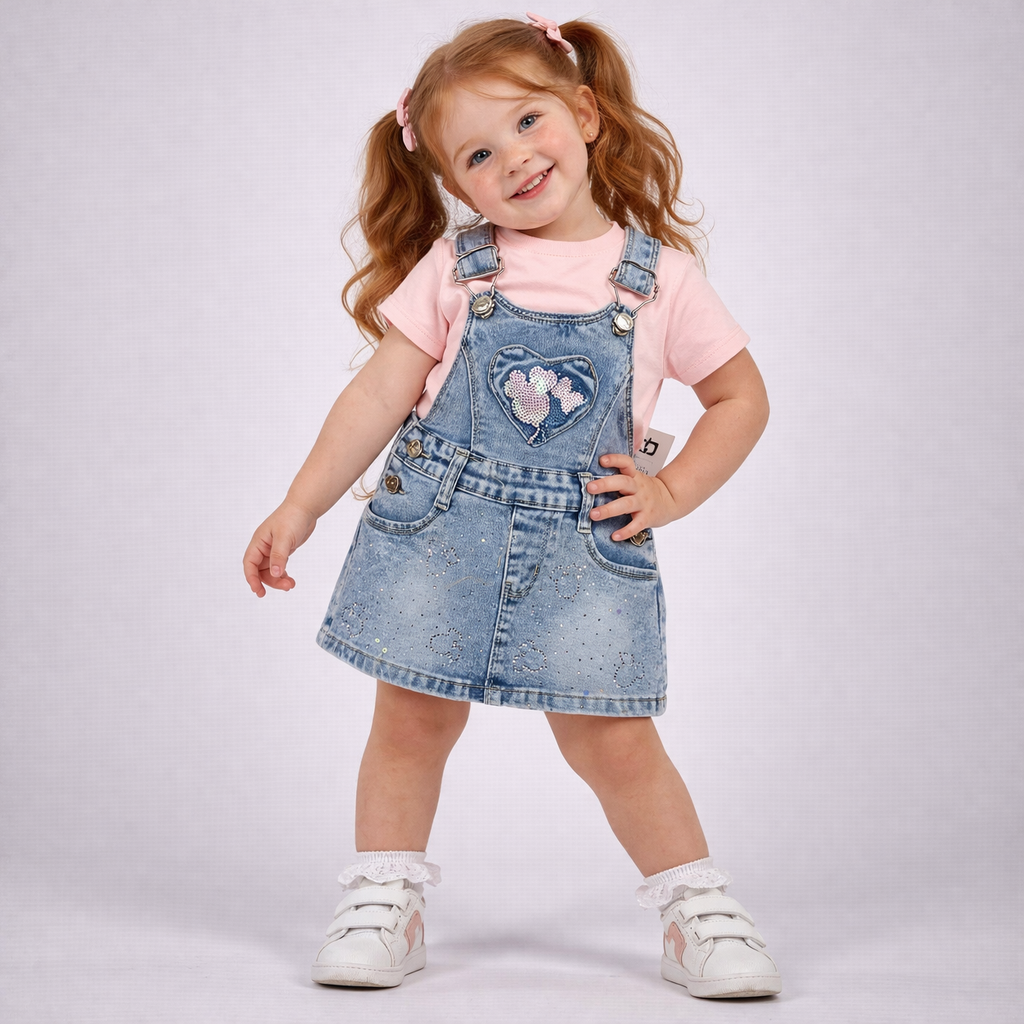 💙 Salopette Denim Cuore – Pink Girl
