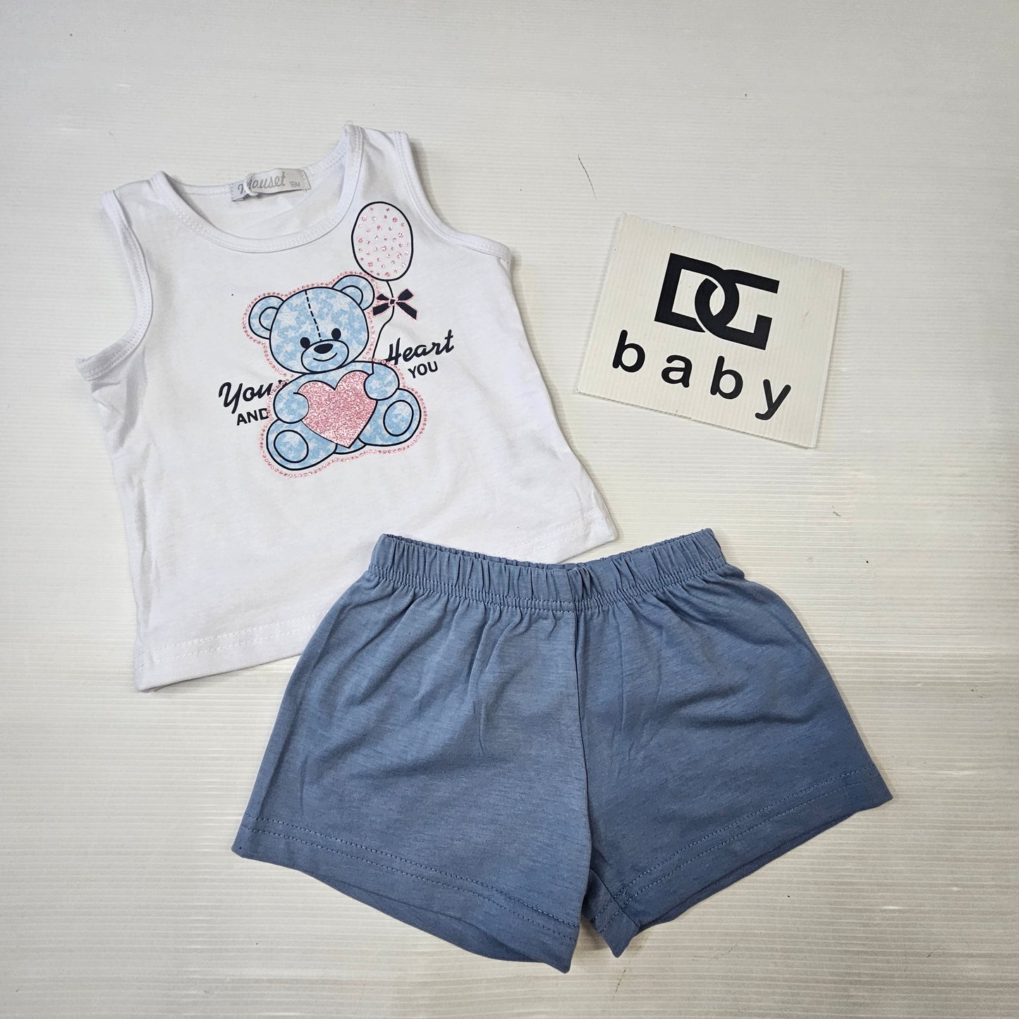 Completo Neonata Orsetto Heart con Shorts