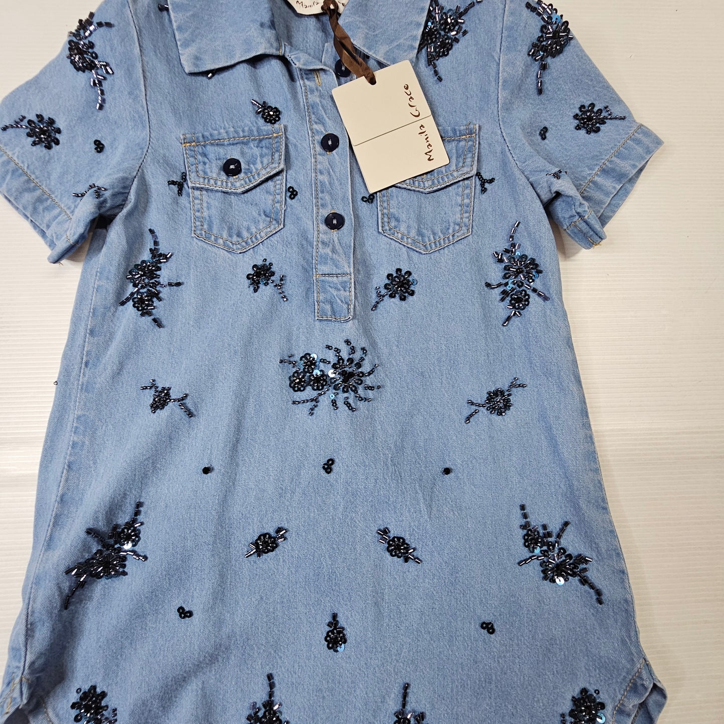 Vestito bimba Manila Grace MB3410AS26 denim ricamato
