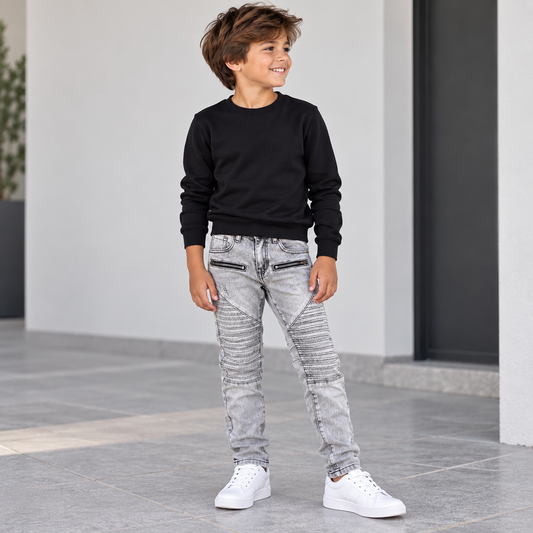 Jeans Ragazzo Grigio Urban con Zip