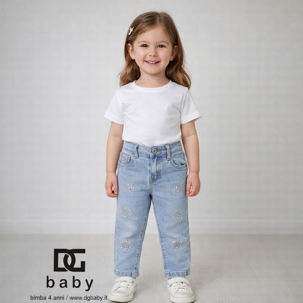👖 Jeans Bambina Flower Shine