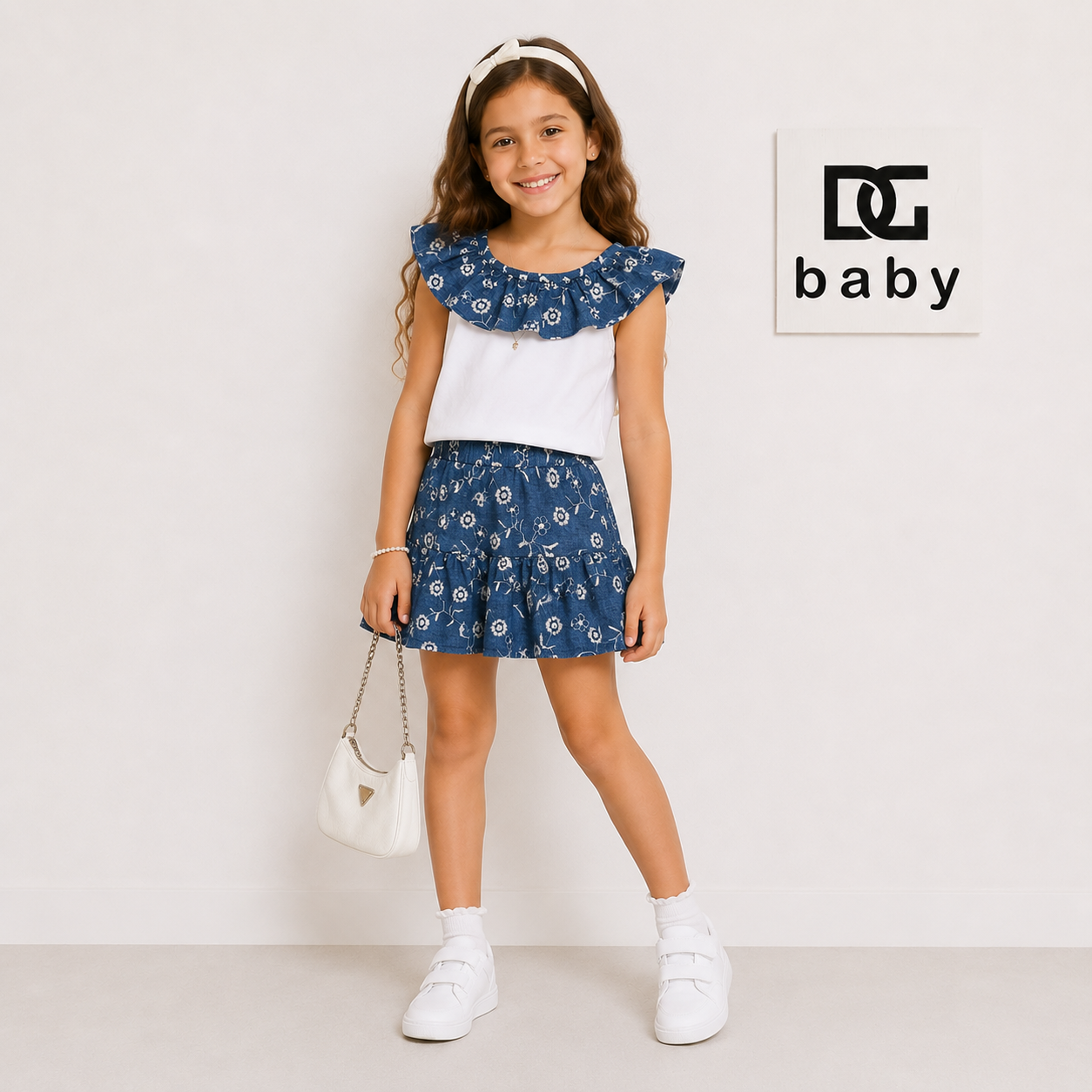 Completo Bambina 2 Pezzi Gonna Fantasia