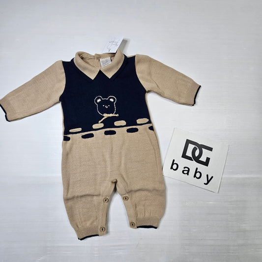 🧸 Tutina neonato in maglia corda/blu – art. 991M