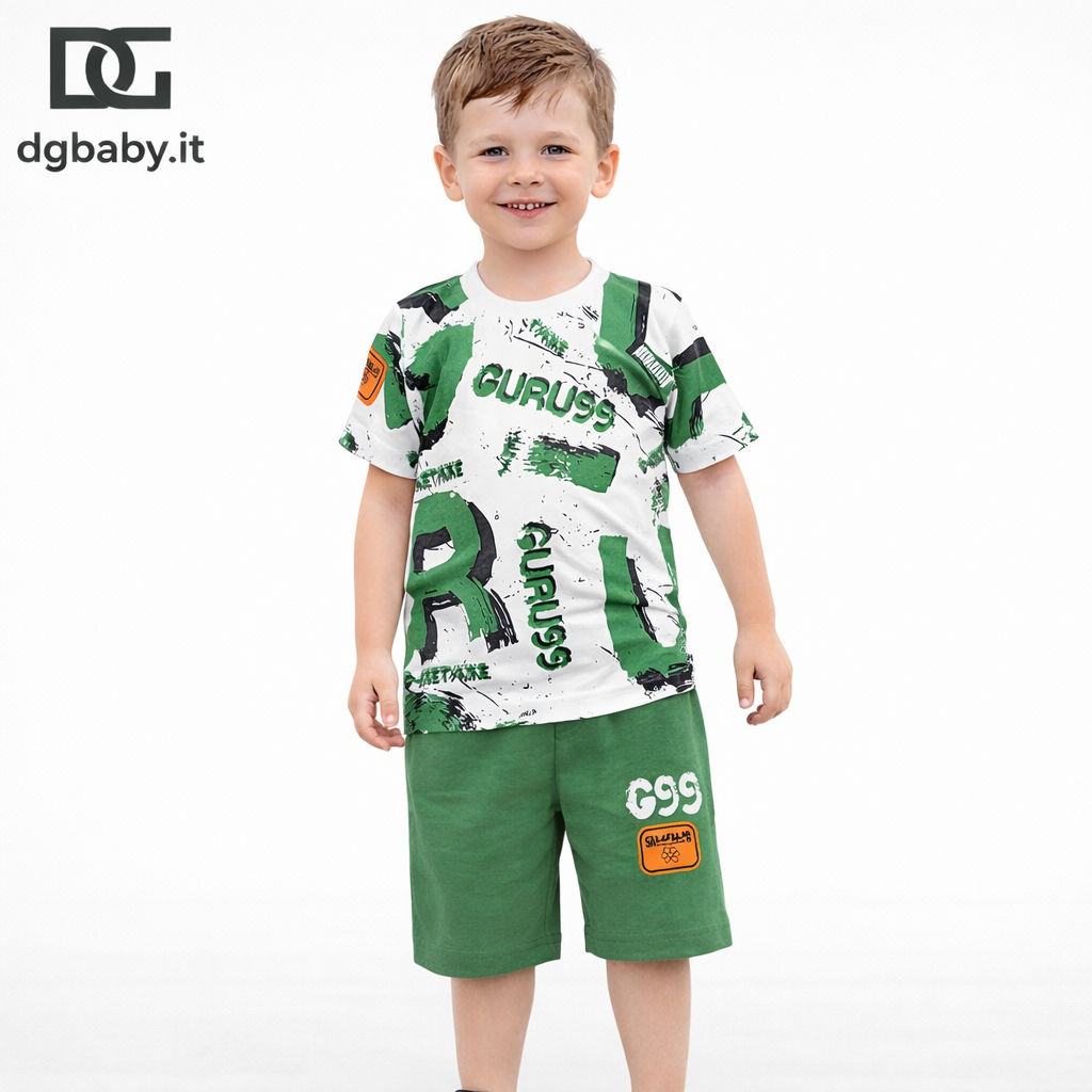 Completo bimbo Guru G99 72B6K0035K t-shirt stampa + bermuda