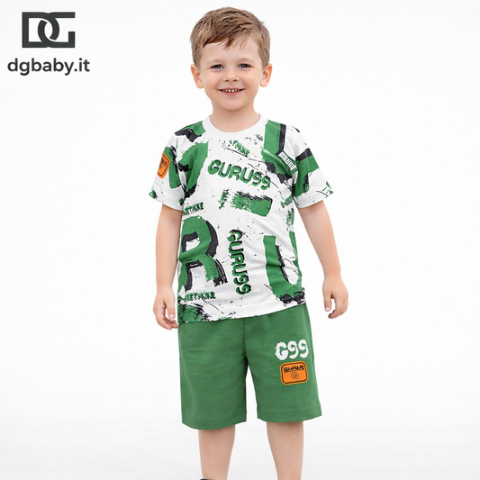 Completo bimbo Guru G99 72B6K0035K t-shirt stampa + bermuda