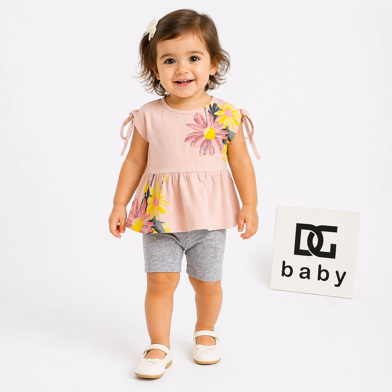 Completo bimba estivo con leggings ciclista e maglia floreale 🌸