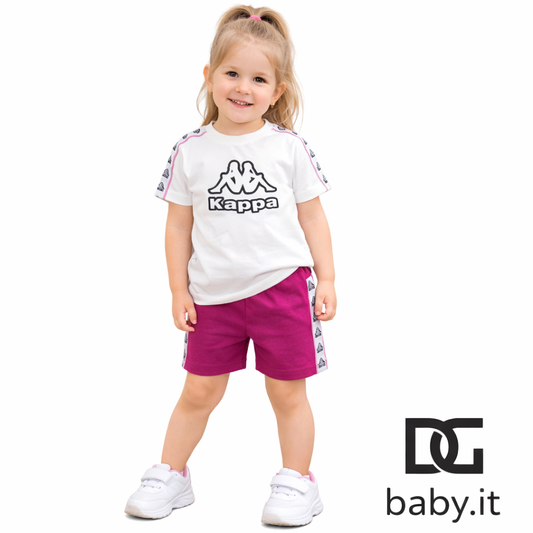 Completo bimba Kappa 304N9P0 t-shirt + shorts logo banda