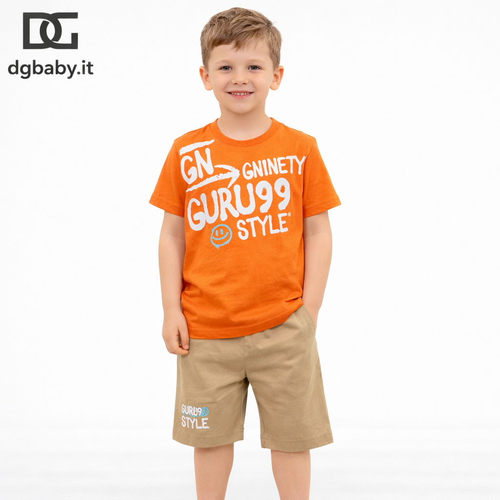 Completo bimbo Guru G99 72B6K0031T t-shirt arancio + bermuda